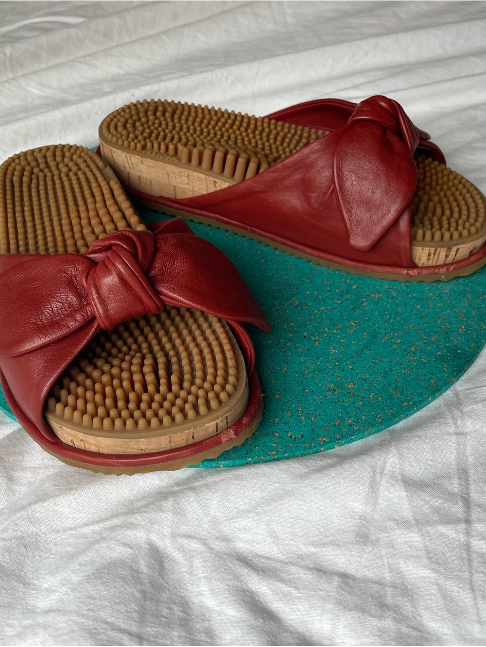 Gabriela Hearst Red Virgil Leather Knot Slide Sandals in ‘Brick’ - Picture 4 of 7